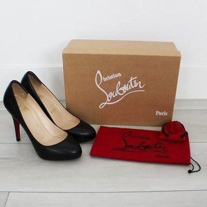 Authentic Christian Louboutin Declic Black Leather High Heels Pumps Shoes 37.5